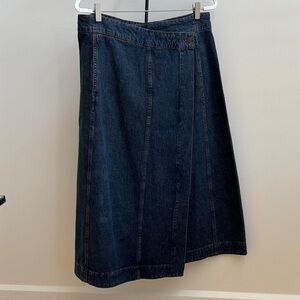 Massimo Dutti Dark Blue A-Line Wrap Skirt - Never Worn